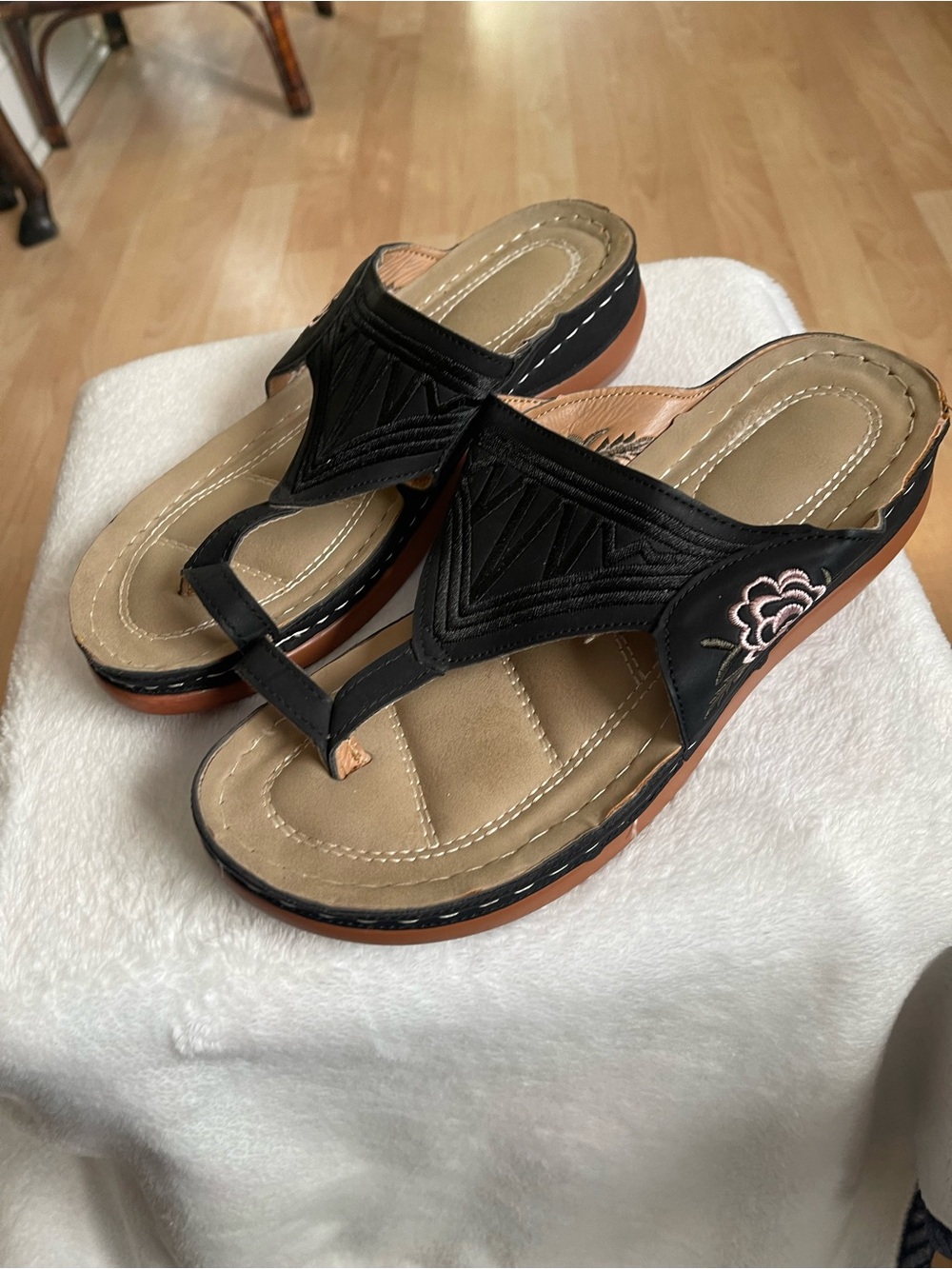 Black flip flops